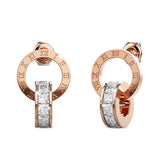 Boxed Modest Hinged Bangle & Round Interlock Earrings Set in Rose Gold