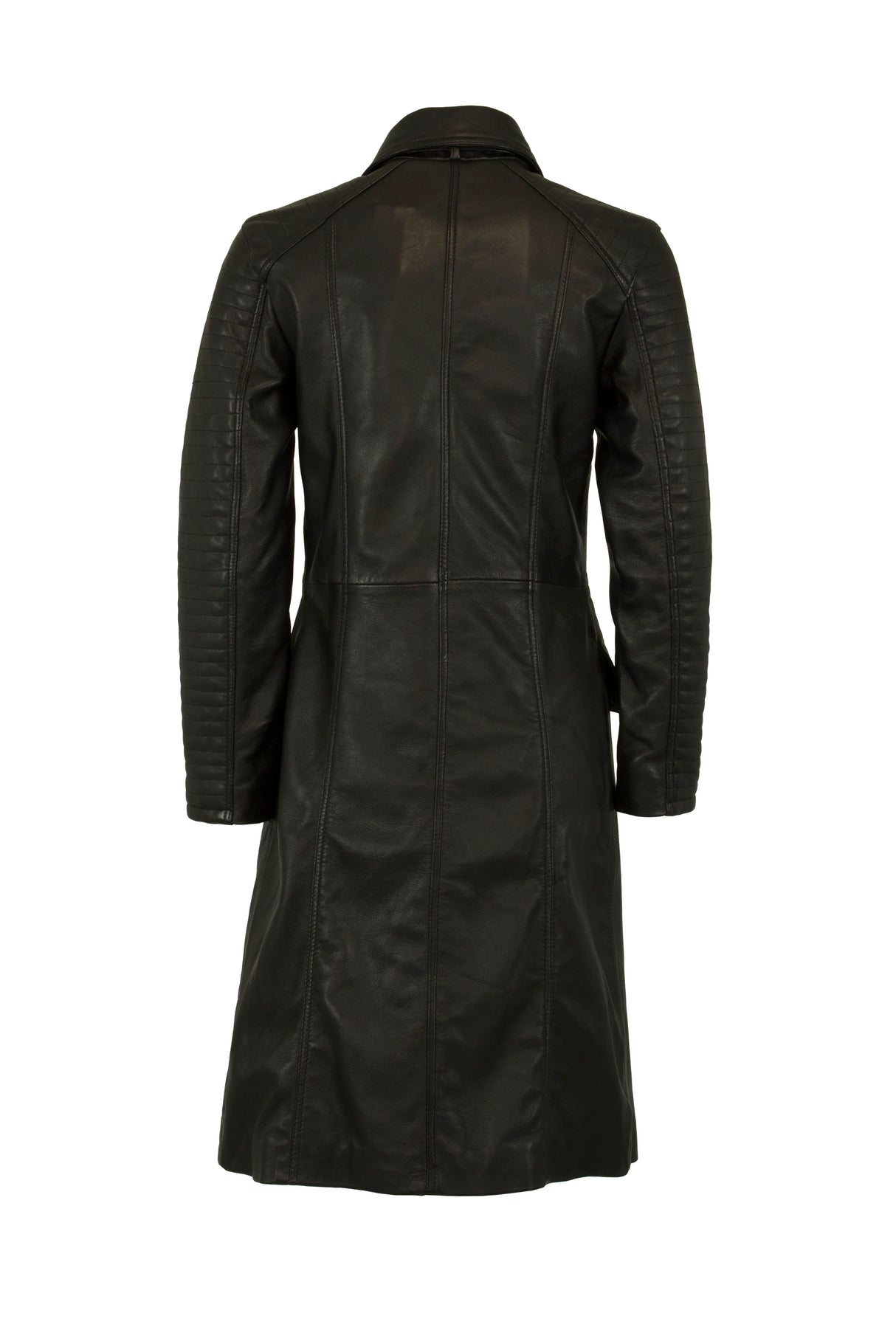 Womens Leather Trench Coat in Black