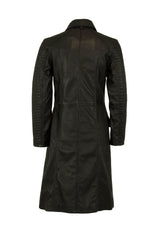 Womens Leather Trench Coat in Black