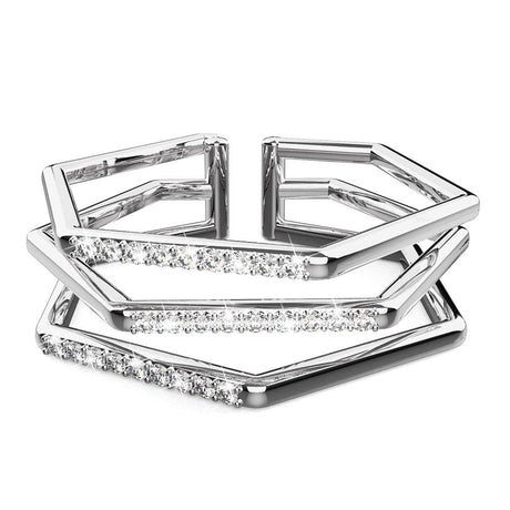 Adjustable Solid 925 Sterling Silver Clara Geometric Angular Stacking Ring
