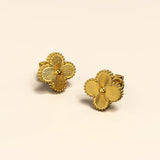 Bullion Gold Golden Clover Stud Earrings