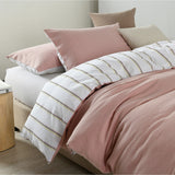 Royal Comfort Hemp Braid Quilt Cover Set - King - Dusk Pink Stripe