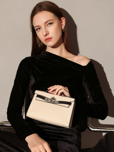 Monroe Colorblock Leather Satchel - Ivory