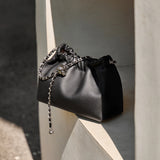 Nalandu Mini Dumpling Leather Clutch Crossbody Bag - Black