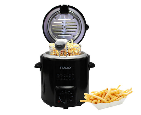 TODO 0.9L Deep Fryer Adjustable Thermostat Dial - Black Stainless Steel Housing Basket
