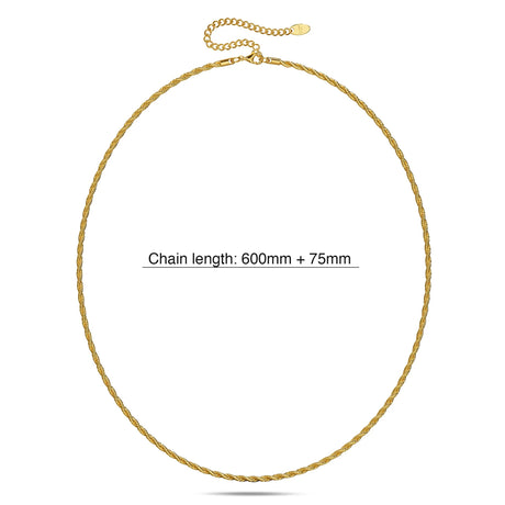 Bullion Gold Rope Link Chain Gold Plated Necklace