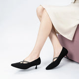 Countess Cross-Strap Kitten Heels - Black