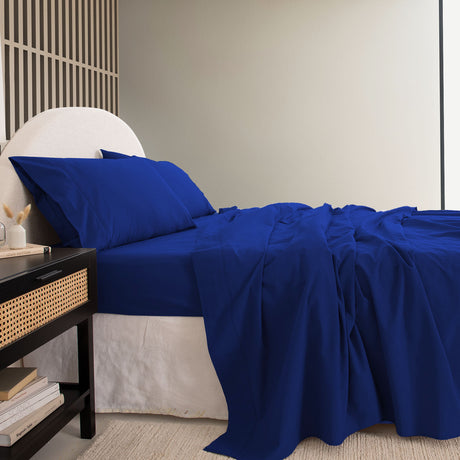 Royal Comfort Vintage Washed 100 % Cotton Sheet Set- Royal Blue