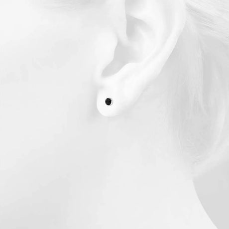 Solid 925 Sterling Silver Bezel Round Onyx Studs