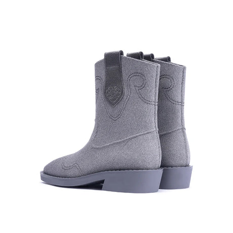 Knit Cowboy Boots - Grey
