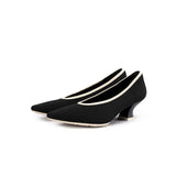 Modish Slip-On Block Heel Pumps - Black