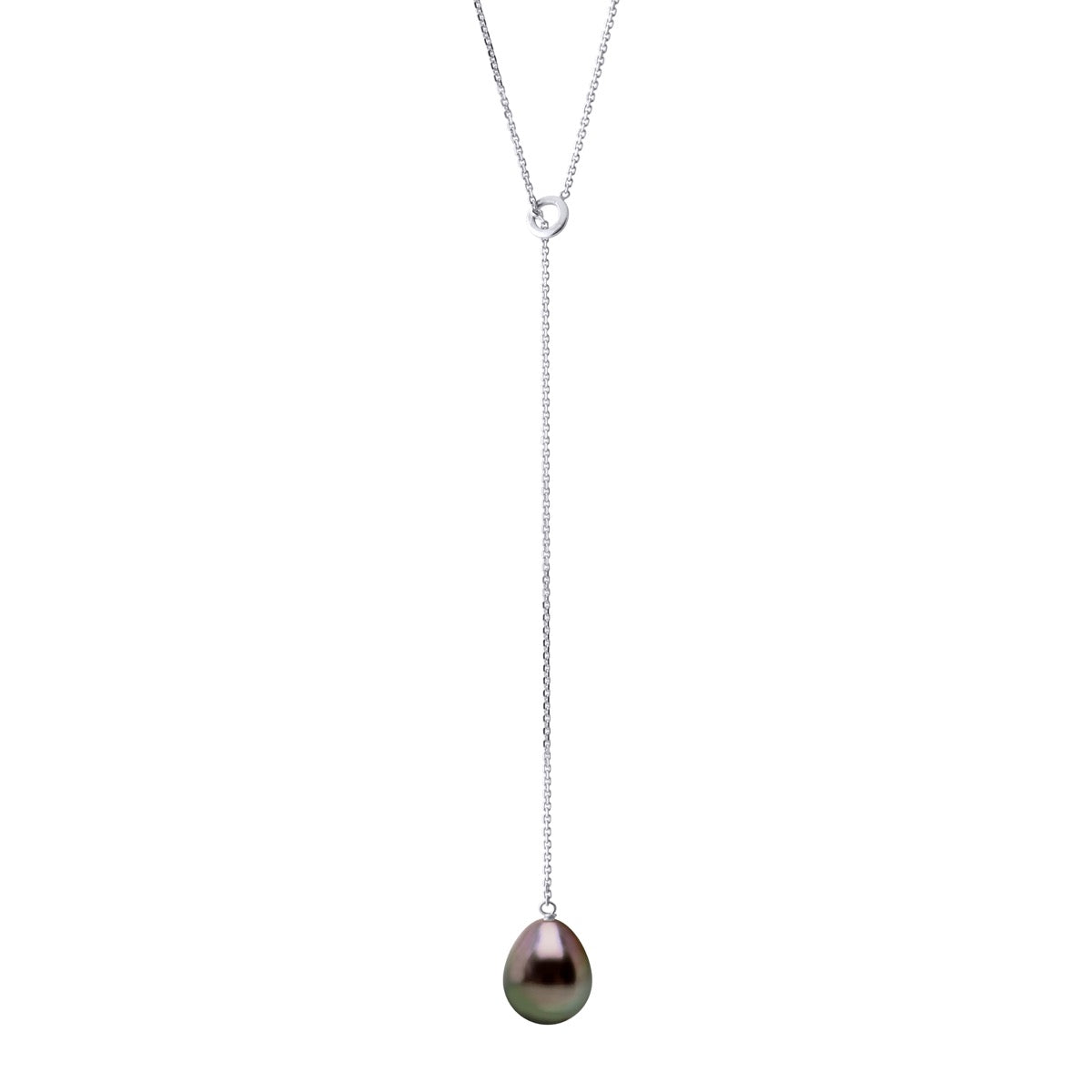 Necklace "Lasso"- Real Cultured Pearl Pear 8-9 mm - Neck Turn 45 cm - Length Chainlets 5 cm