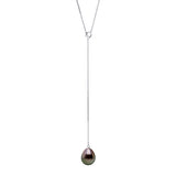 Necklace "Lasso"- Real Cultured Pearl Pear 8-9 mm - Neck Turn 45 cm - Length Chainlets 5 cm