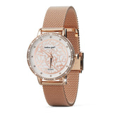 Boxed Bullion Gold Elite watch and Bracelet Set Embellished with Crystals in Rose Gold