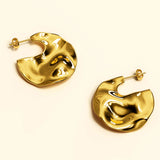 Bullion Gold Textured Flat Earrings in Gold