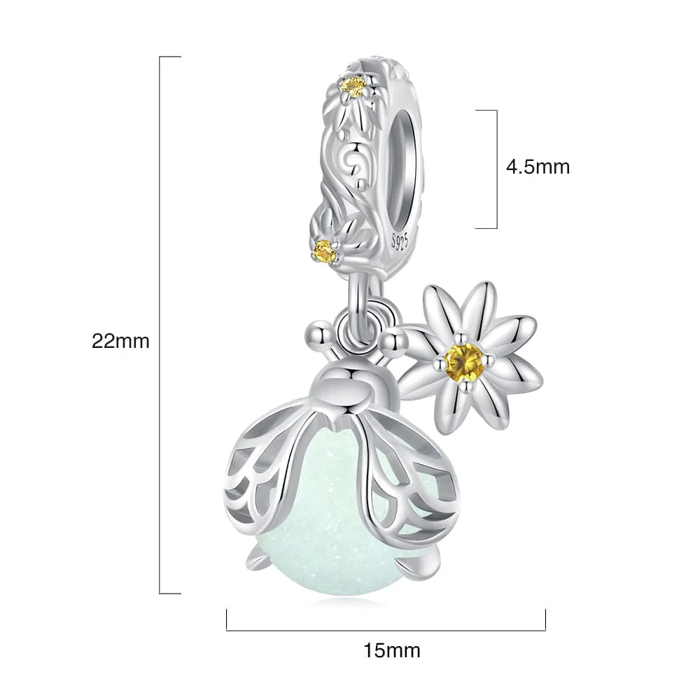 Solid 925 Signature Silver Bug Sparkle Charm