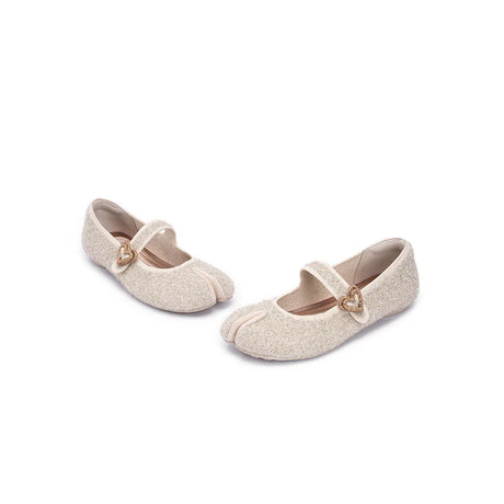 Oriental Split Toe Mary Jane Flats - Ivory