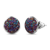 Bullion Gold Amalgam White Gold Layered Champagne Stone Stud Earrings 15mm