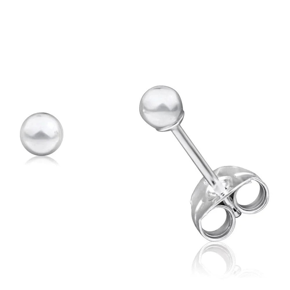 Solid 925 Sterling Silver Silver Ball Studs 2mm