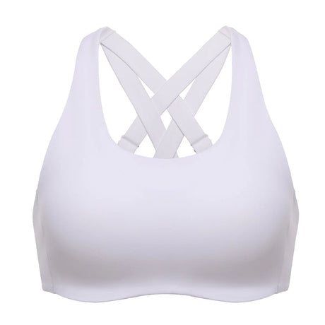 Power On Molded Cup Strappy Racerback Wireless Bra - White