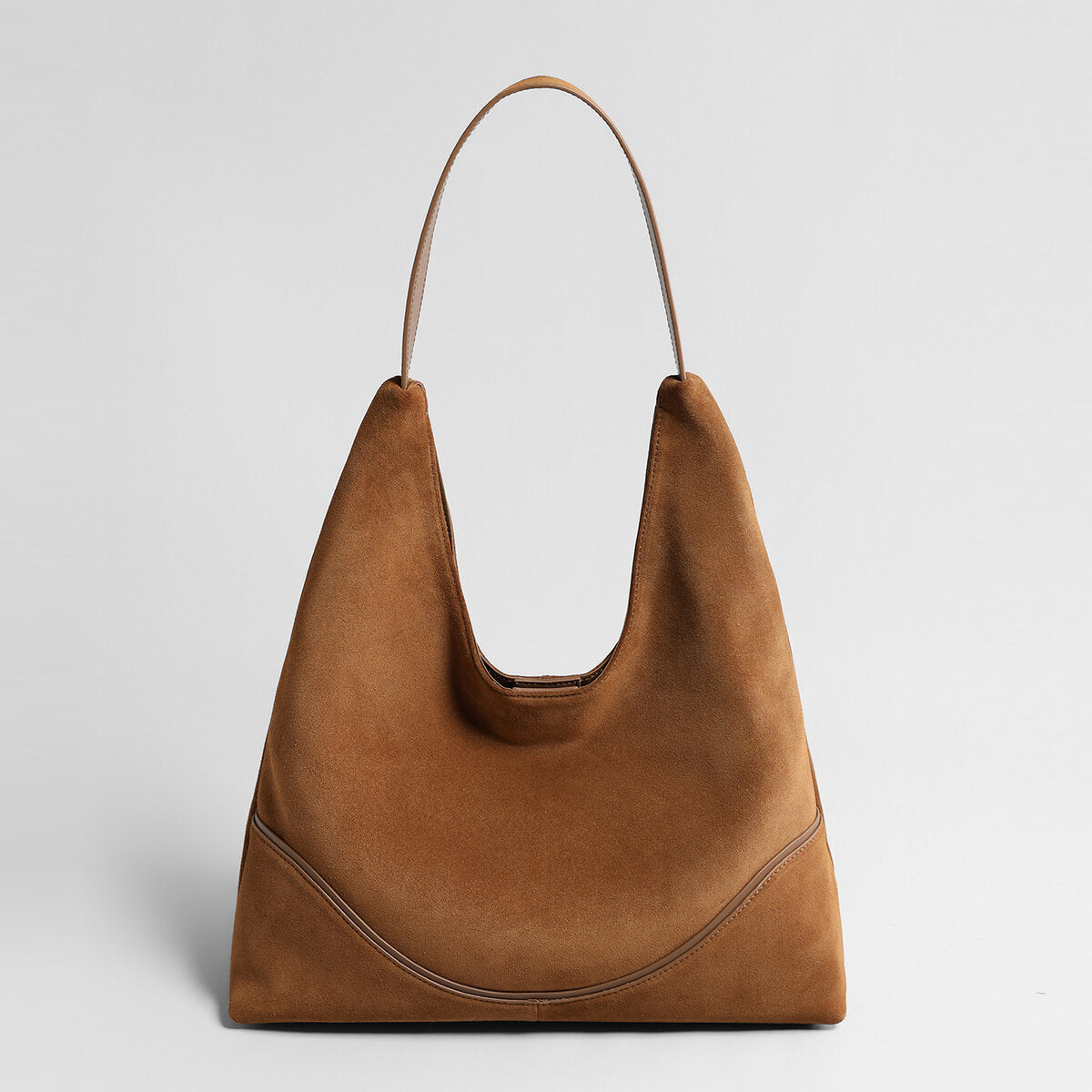 Suede Slouchy Hobo Tote Bag - Brown