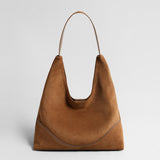 Suede Slouchy Hobo Tote Bag - Brown