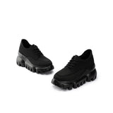 Retro Leopard Platform Sneakers - Black