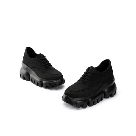 Retro Leopard Platform Sneakers - Black