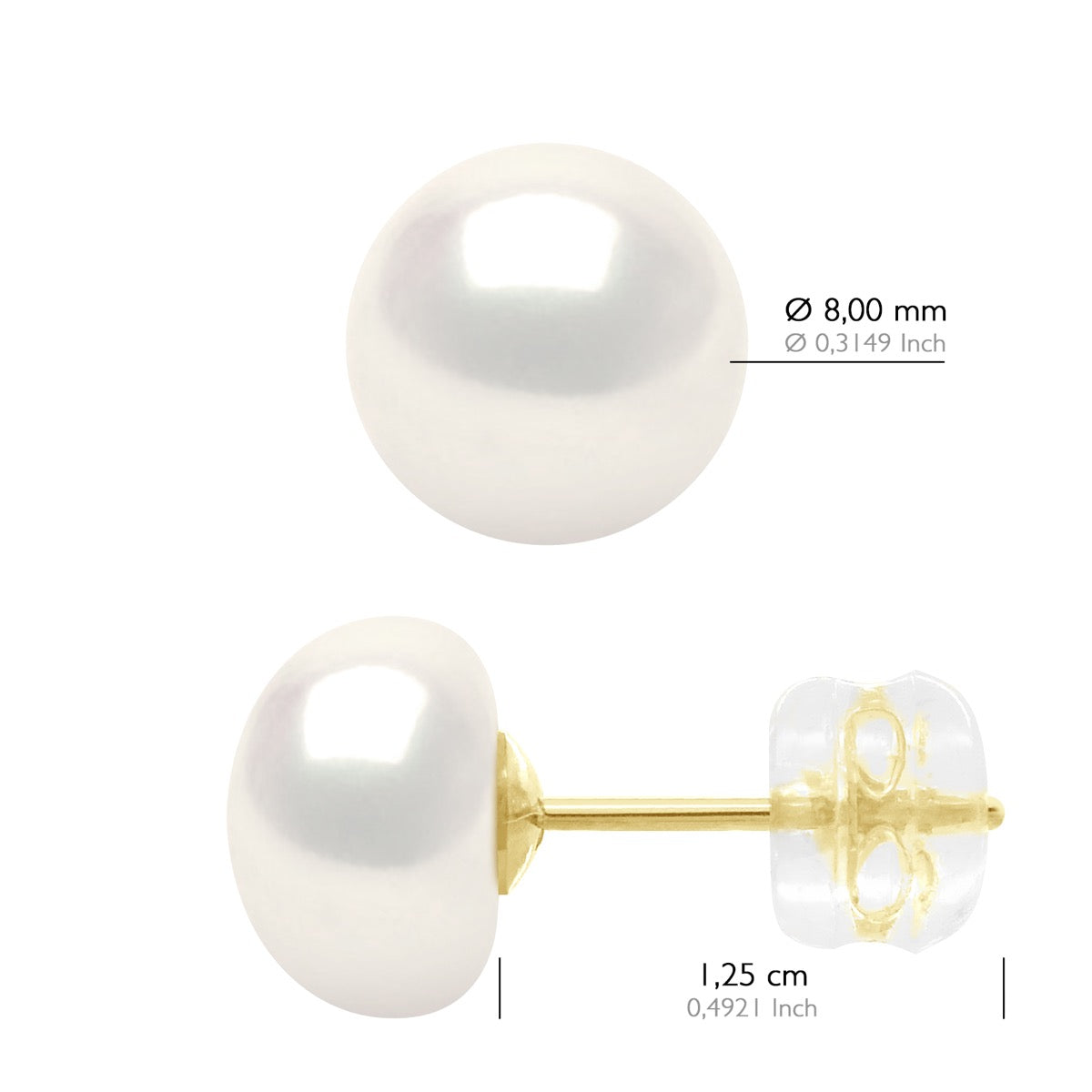 Earrings Yellow Gold - Natural White - Longueur 42 cm