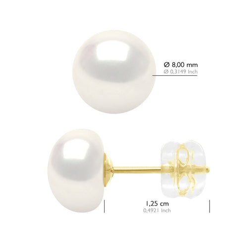 Earrings Yellow Gold - Natural White - Longueur 42 cm