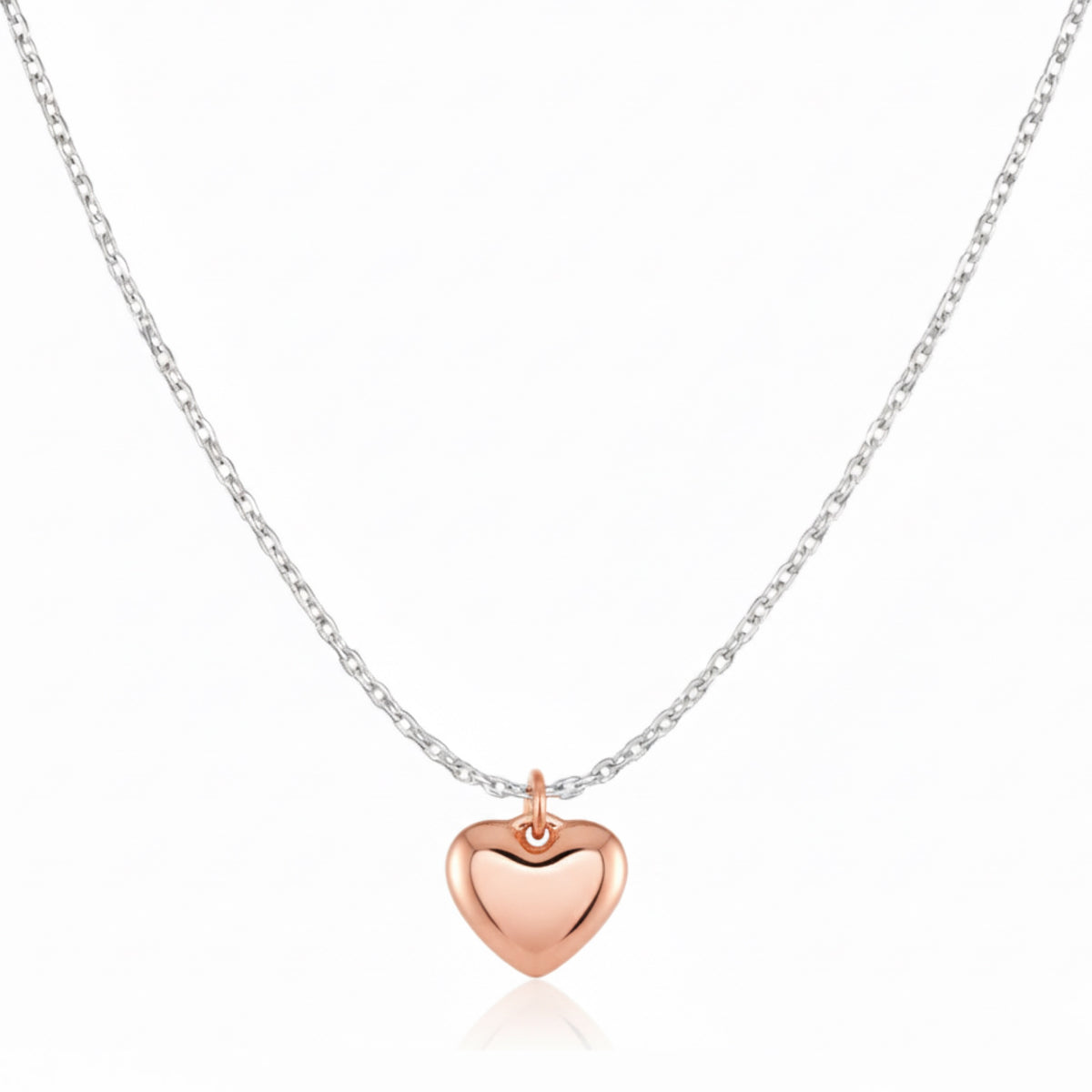 Liv Oliver 18K Rose Gold Two Tone Heart Charm Necklace
