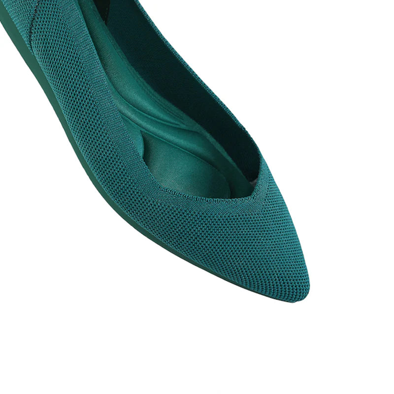Comfortable Woven Pointed Toe Work Flats - Evergreen