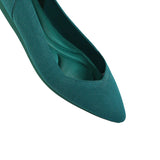Comfortable Woven Pointed Toe Work Flats - Evergreen