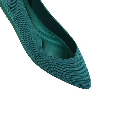 Comfortable Woven Pointed Toe Work Flats - Evergreen