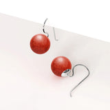 Solid 925 Sterling Silver Red Sponge Coral Earrings