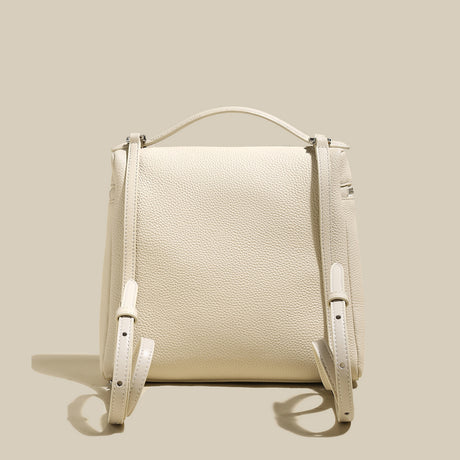 Convertible Pebbled Leather Backpack - Ivory