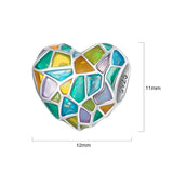Solid 925 Sterling Silver Catholic Stained Glass Heart Charm