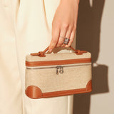Traveler�s Pebbled Leather Box Vanity Bag - Brown