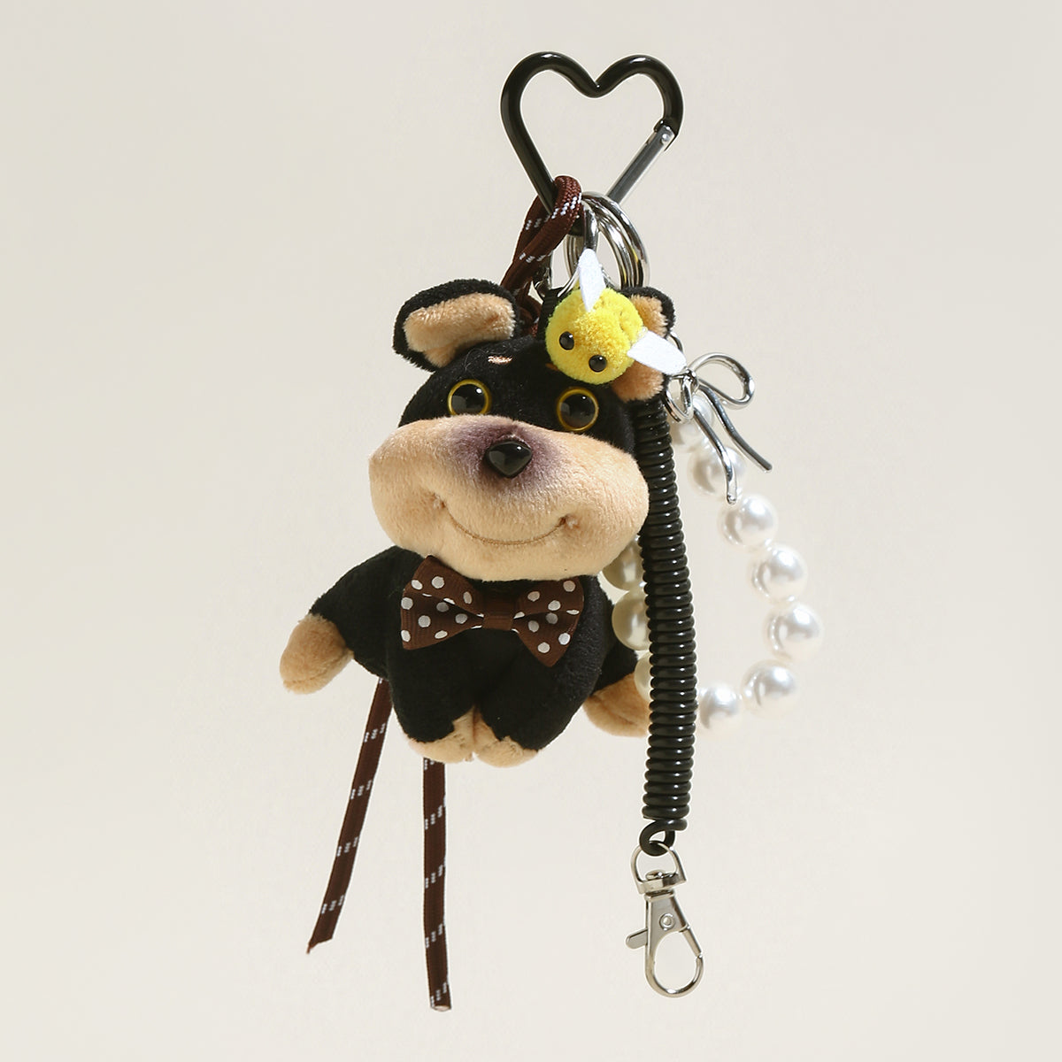 Plushy Dog Bag Charm - Black