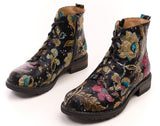 Bosccolo Womens Ankle Boots - Flowers On Black