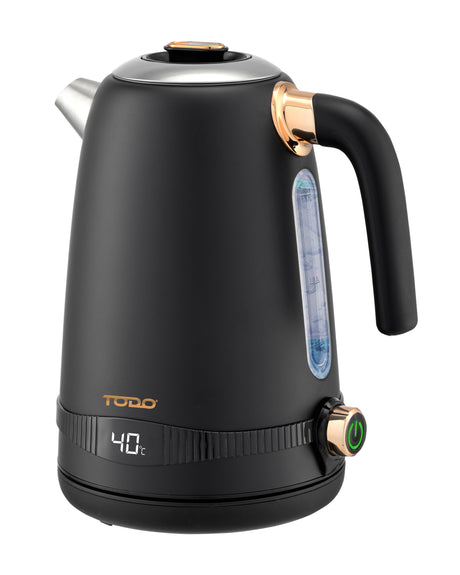 TODO 1.7L Stainless Steel Cordless Kettle Keep Warm Electric Led Water Jug - Black