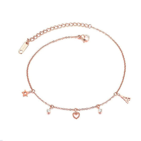 Bullion Gold Dangling Stacey Charming Beach Feet Jewellery Rose Gold Layered Anklet