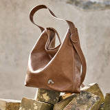 Nalandu Vintage Leather Slouchy Tote Bag - Brown