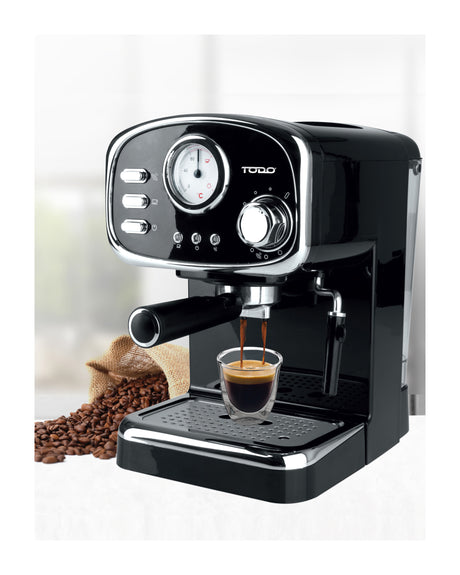 TODO Espresso Coffee Machine Maker Automatic 15 Bar Pump 1.25L - Black