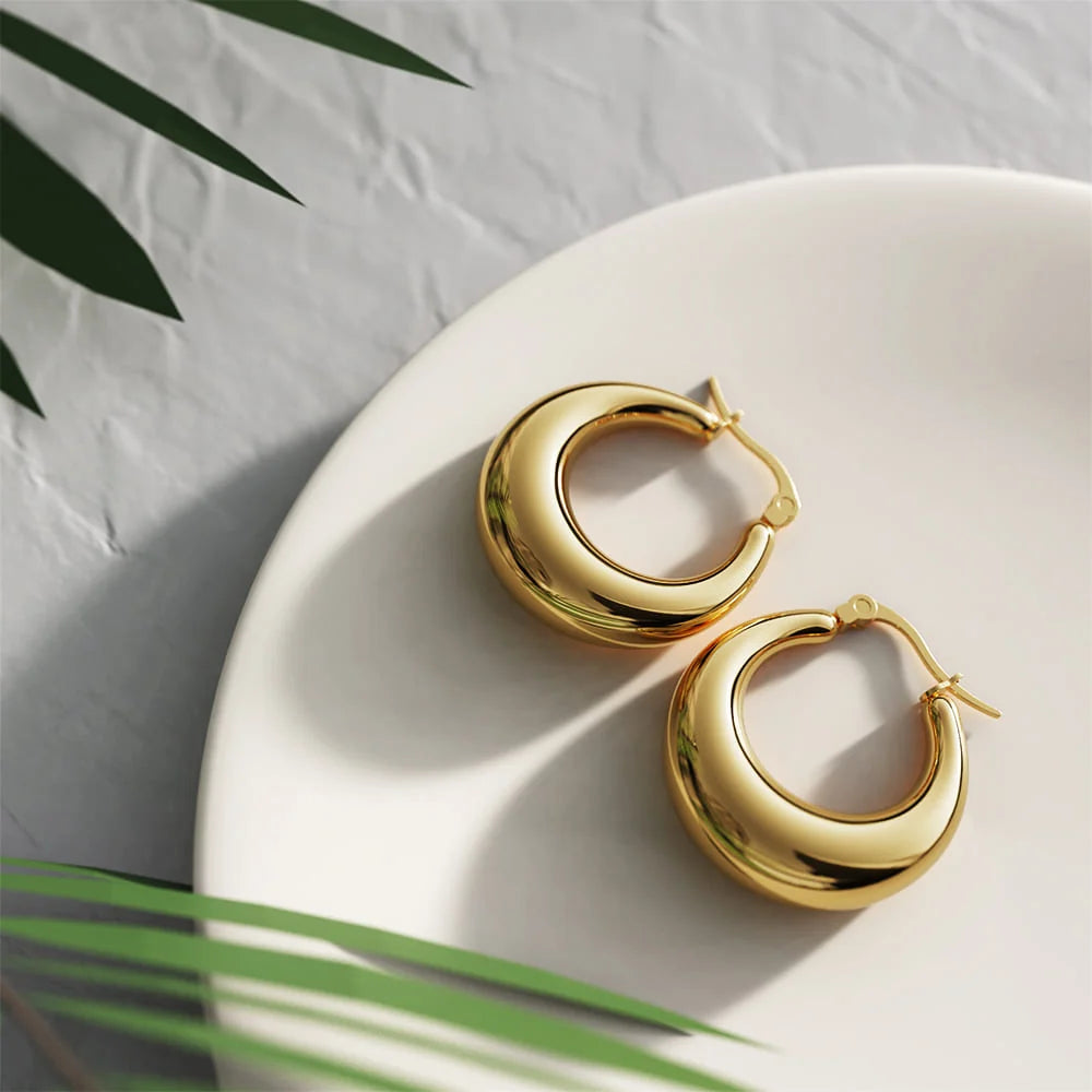 Bullion Gold Csilla Gold Dome Hoop Earrings - 25mm