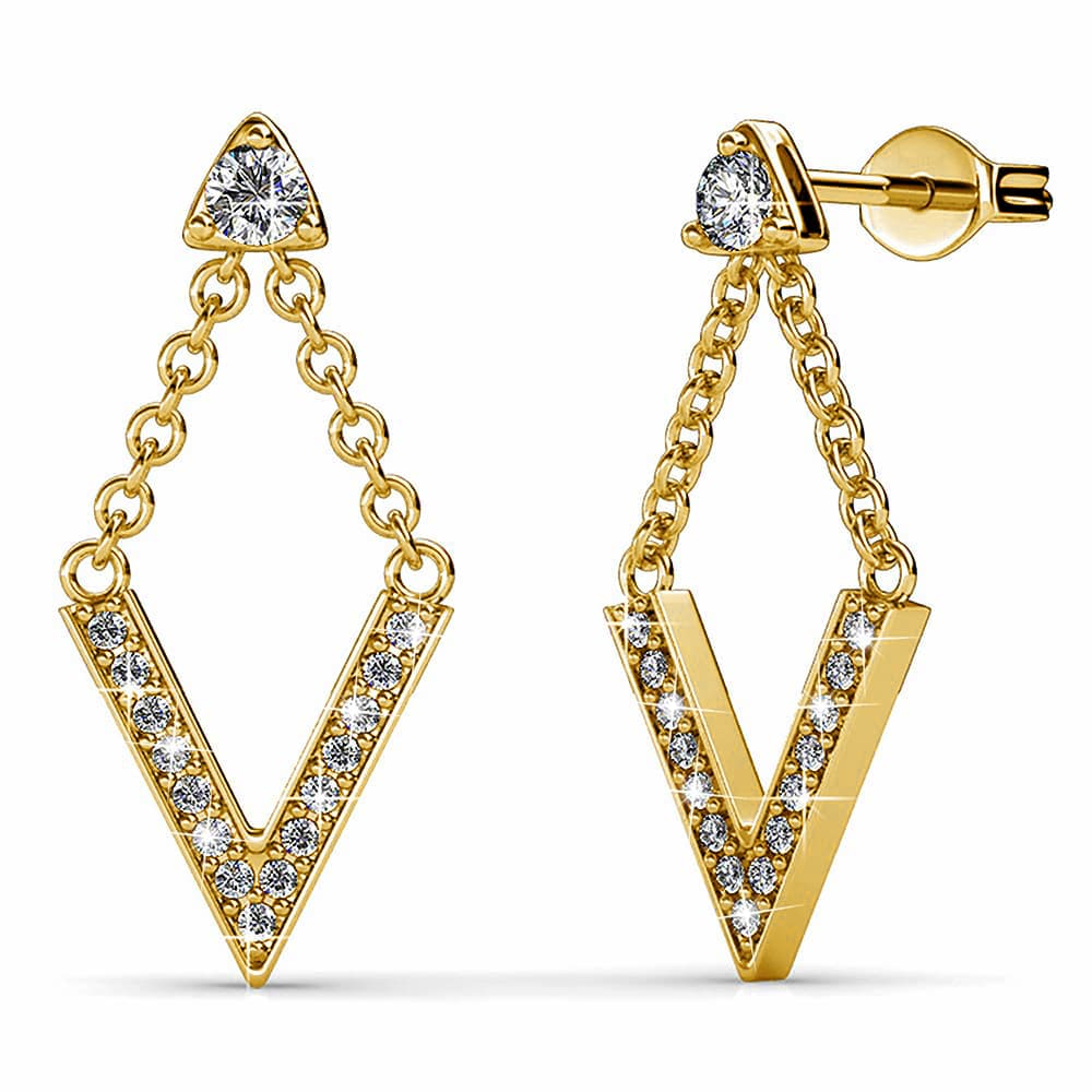 Boxed Luxury V Shaped Gold Set Embellished with SWAROVSKI® Crystals