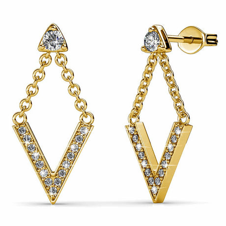 Boxed Luxury V Shaped Gold Set Embellished with SWAROVSKI® Crystals