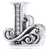 Solid 925 Sterling Silver Vintage Inspired Antique Alphabet Charm