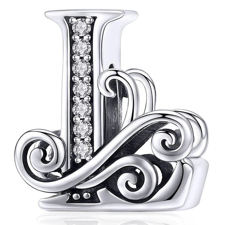 Solid 925 Sterling Silver Vintage Inspired Antique Alphabet Charm