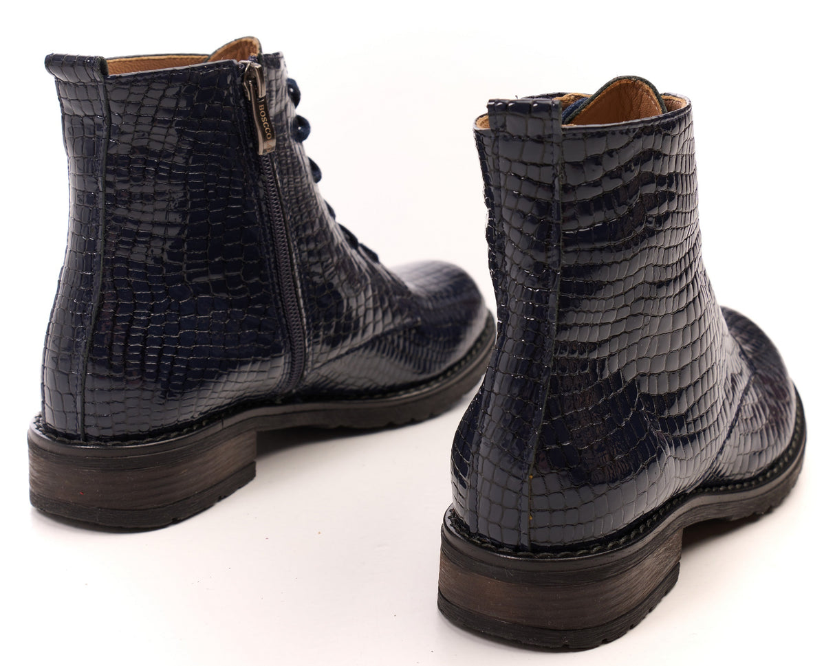 Bosccolo Womens Ankle Boots - Navy Blue Croco